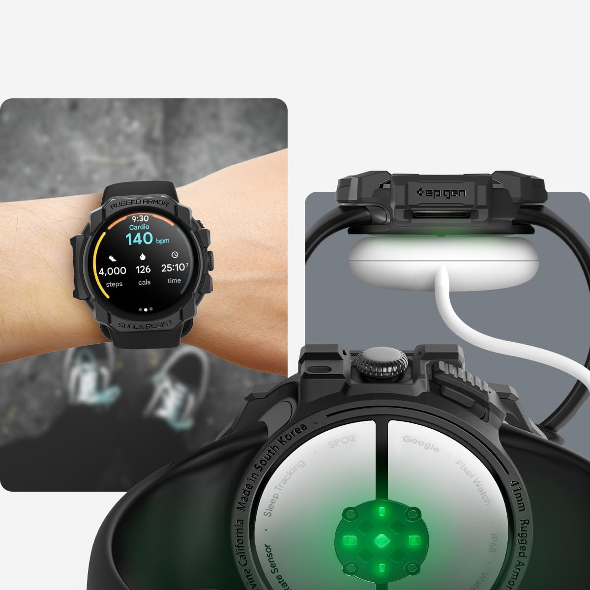 Etui Spigen Rugged Armor do Google Pixel Watch 3/2/1 (41mm), czarne